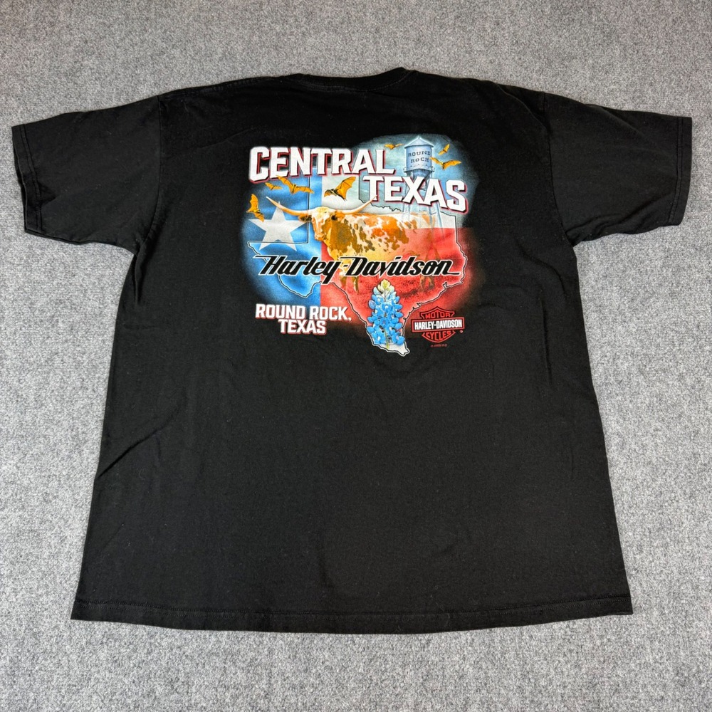 Harley Davidson Central Texas Round Rock Graphic T-Shirt Mens XL Black Orange - Picture 8 of 8
